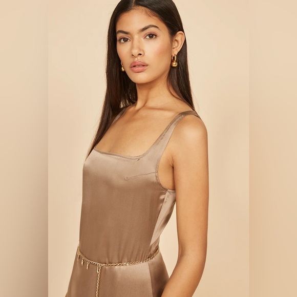 Reformation Darcey Silk Mini Tank Dress Champagne Size 8 Date Night Cocktail - Picture 14 of 16
